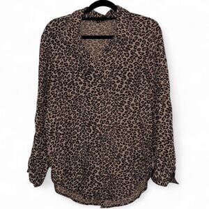 Velvet Heart Brown Leopard Print Blouse Large Small